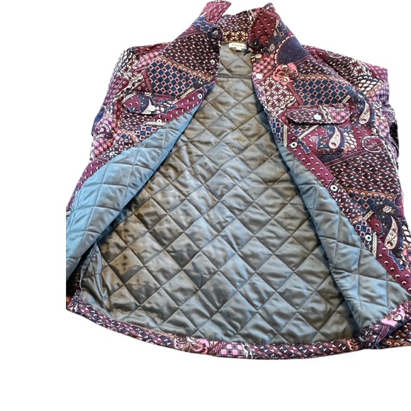 Pacsun Men’s Quilted Shacket Patchwork Paisley Burgundy Snap Shacket L NWOT Boho - Picture 12 of 14
